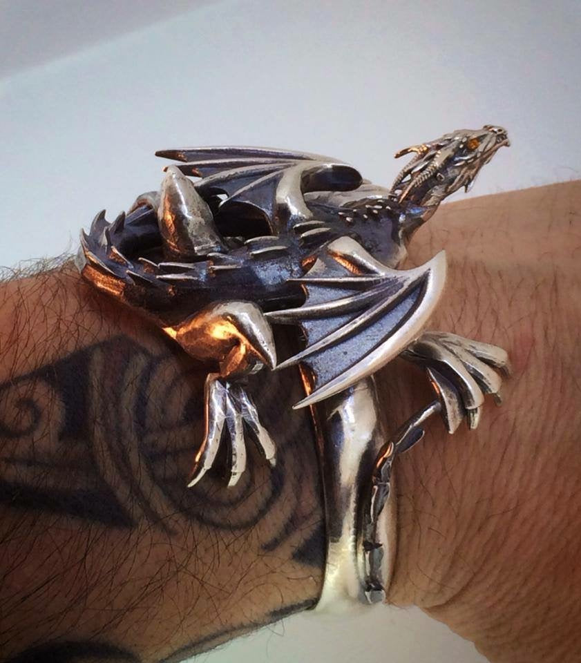 Sterling Silver Dragon Cuff