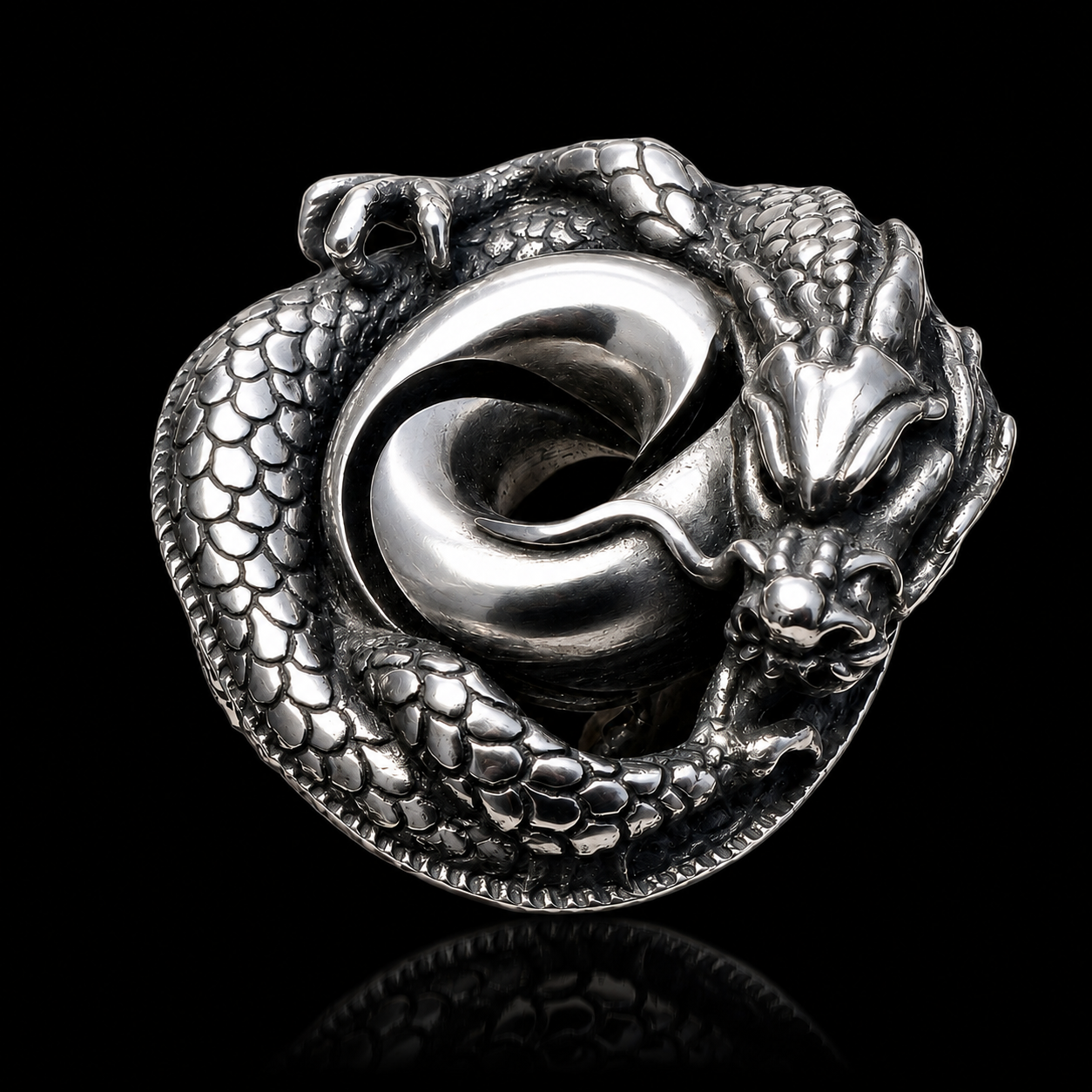 Sterling Silver Mobius Dragon Pendant