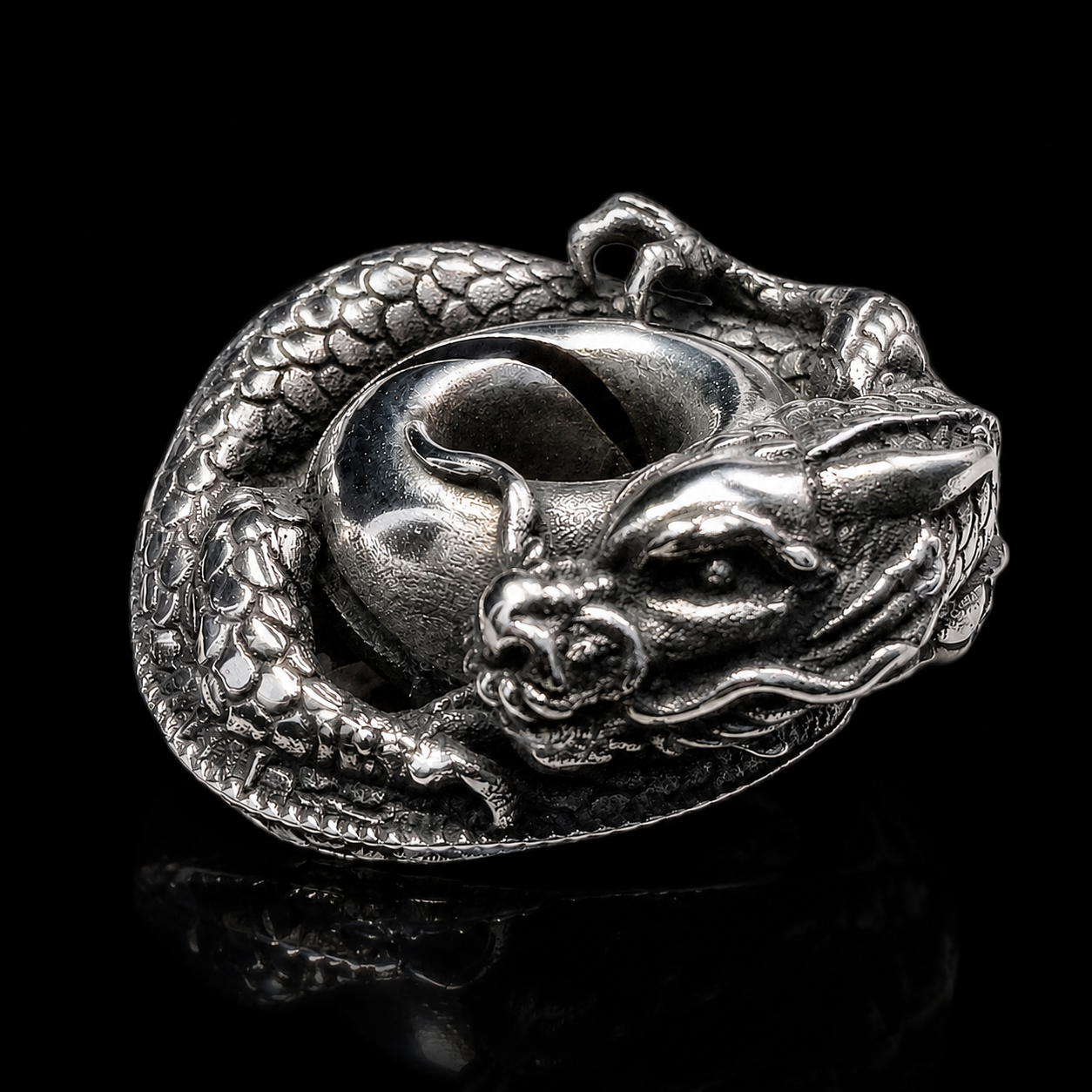 Sterling Silver Mobius Dragon Pendant