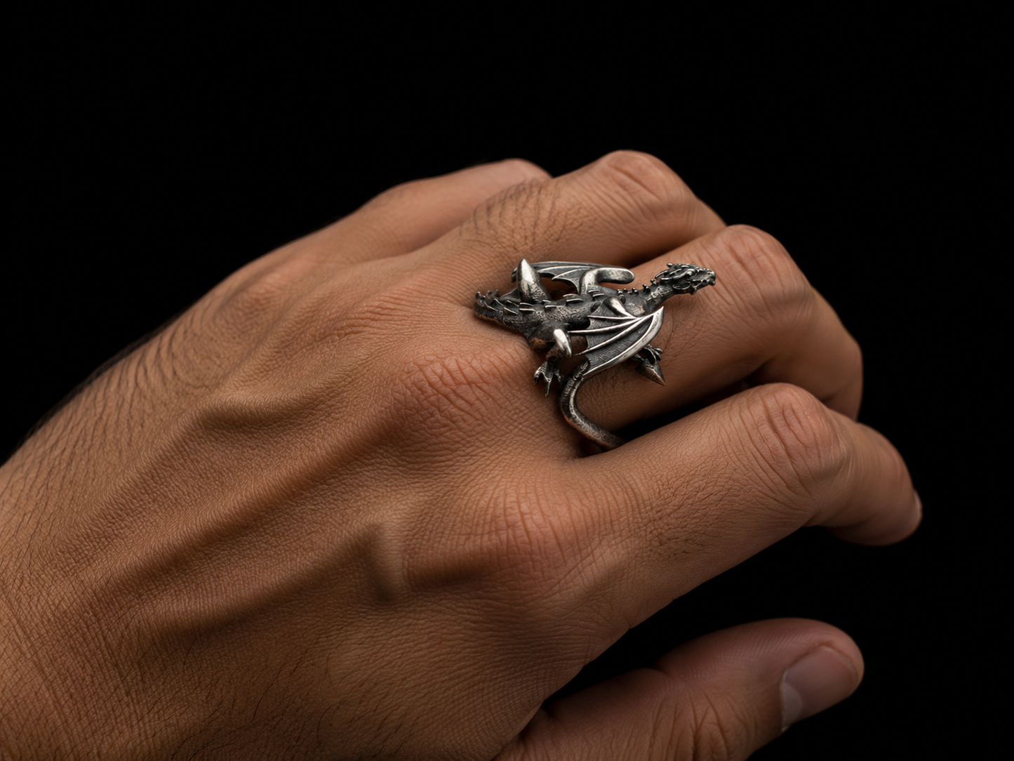 Sterling Silver Dragon Ring